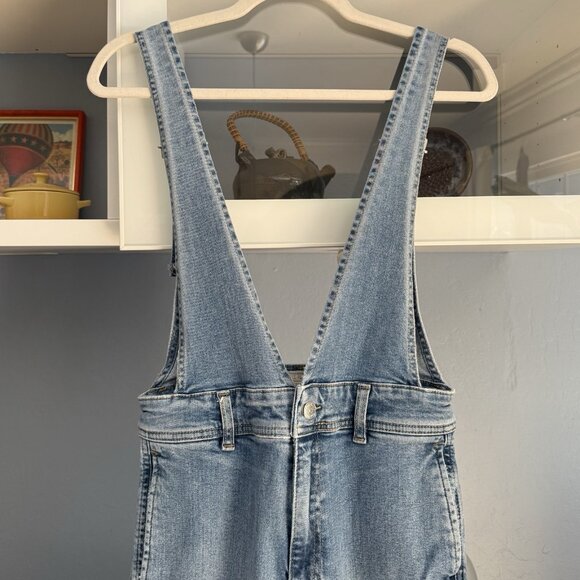 Free People A-Line Light Wash Denim Jean Overalls Cropped A-Line - Picture 4 of 8